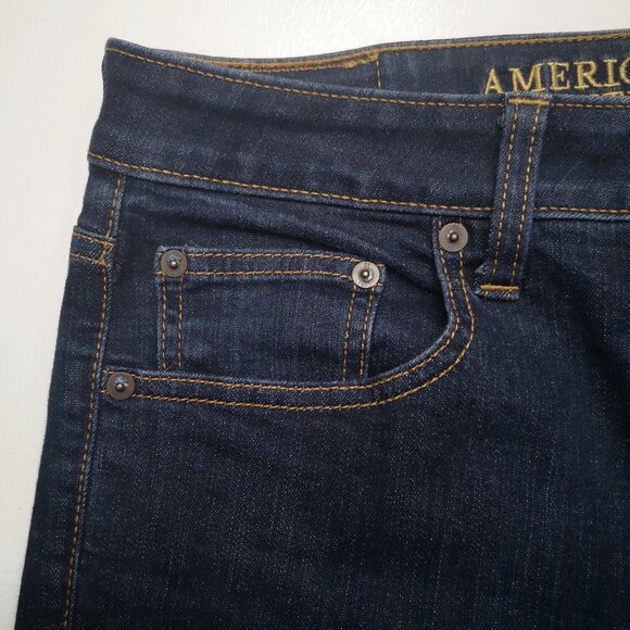 American Eagle Slim Straight Men's Size 32/32 Dark Wash Extreme Flex Blue Jeans - Picture 9 of 15